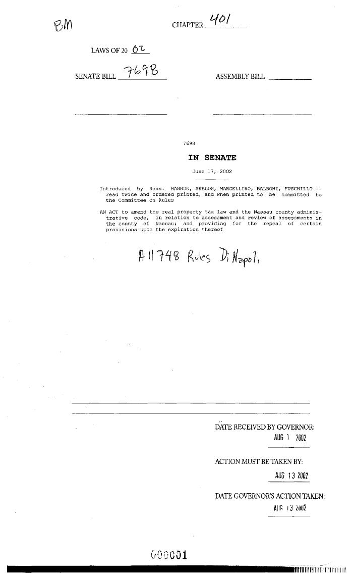 NYS Bill and Veto Jackets: 2002, Chapter 401