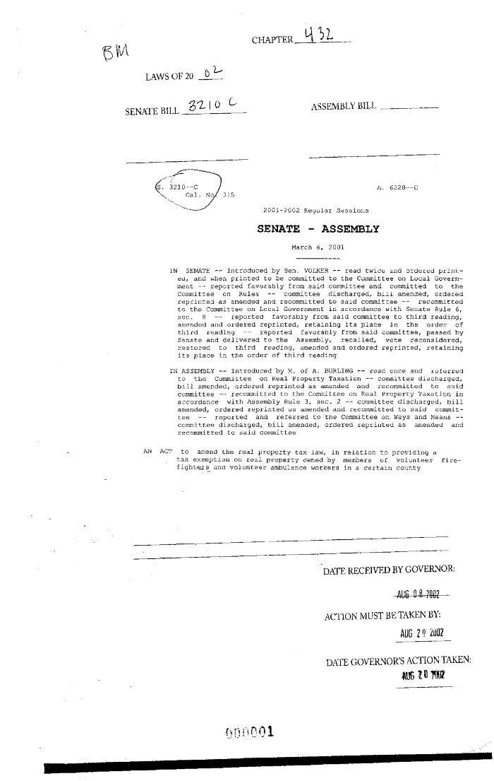 NYS Bill and Veto Jackets: 2002, Chapter 432