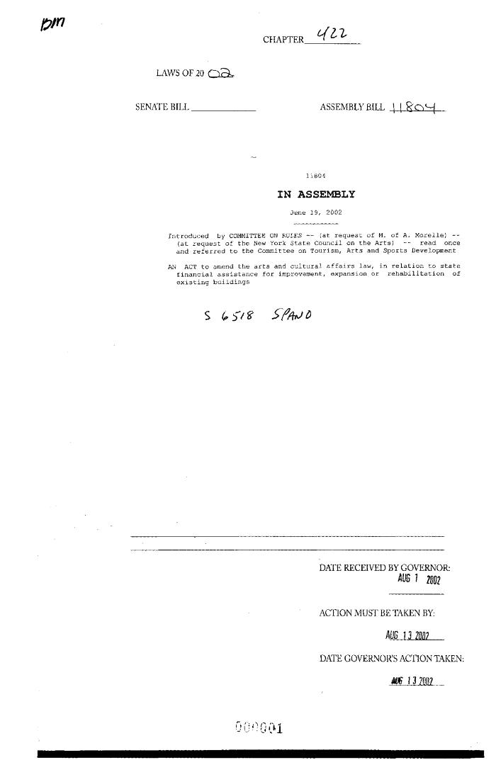 NYS Bill and Veto Jackets: 2002, Chapter 422