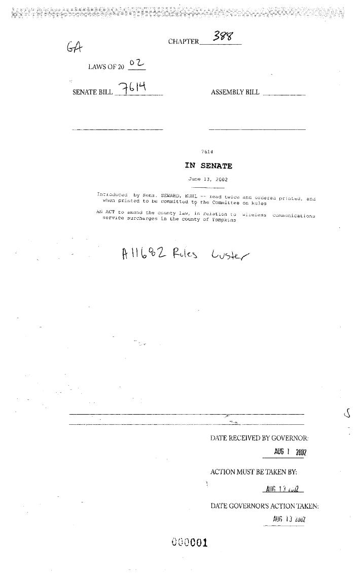 NYS Bill and Veto Jackets: 2002, Chapter 388