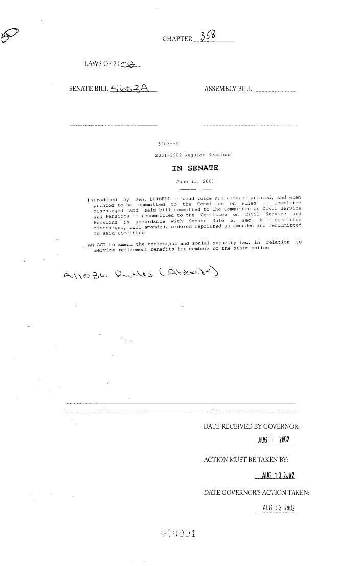 NYS Bill and Veto Jackets: 2002, Chapter 358