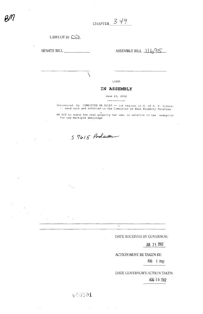 NYS Bill and Veto Jackets: 2002, Chapter 349