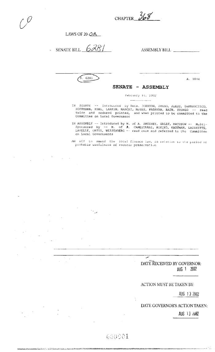 NYS Bill and Veto Jackets: 2002, Chapter 368