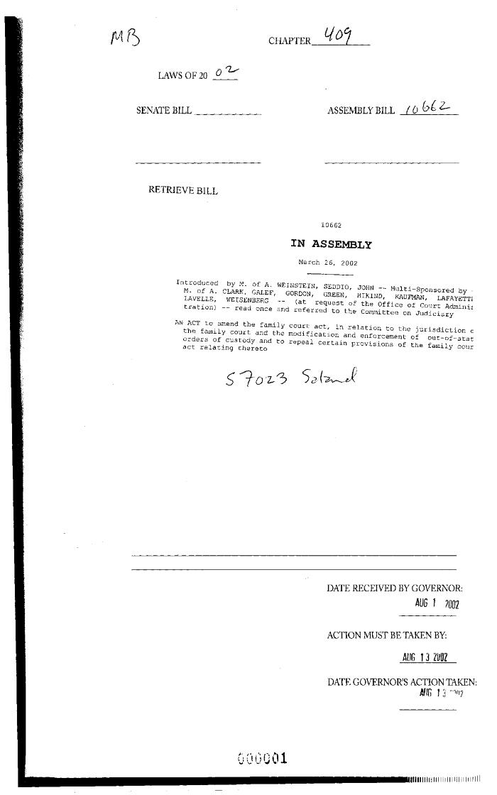 NYS Bill and Veto Jackets: 2002, Chapter 409