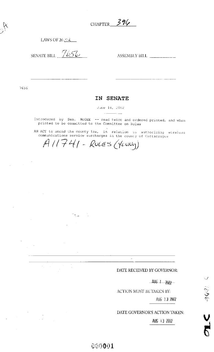 NYS Bill and Veto Jackets: 2002, Chapter 396