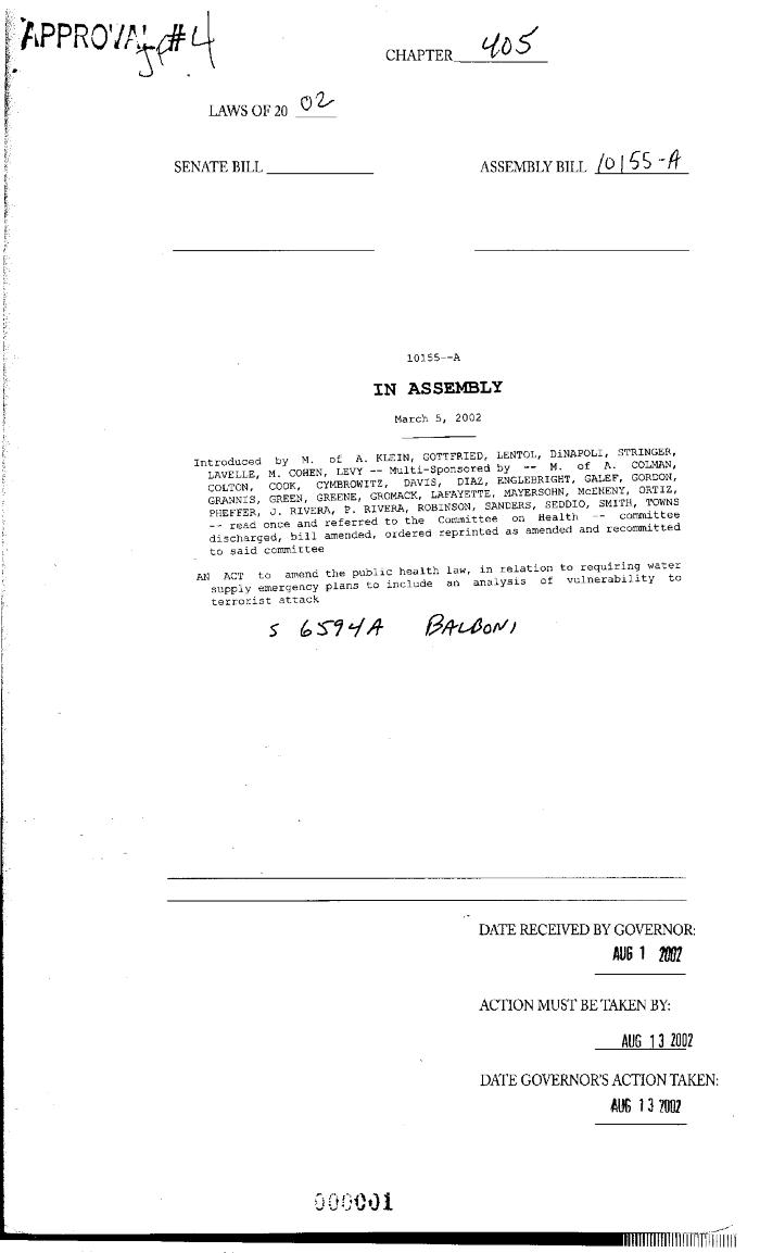 NYS Bill and Veto Jackets: 2002, Chapter 405
