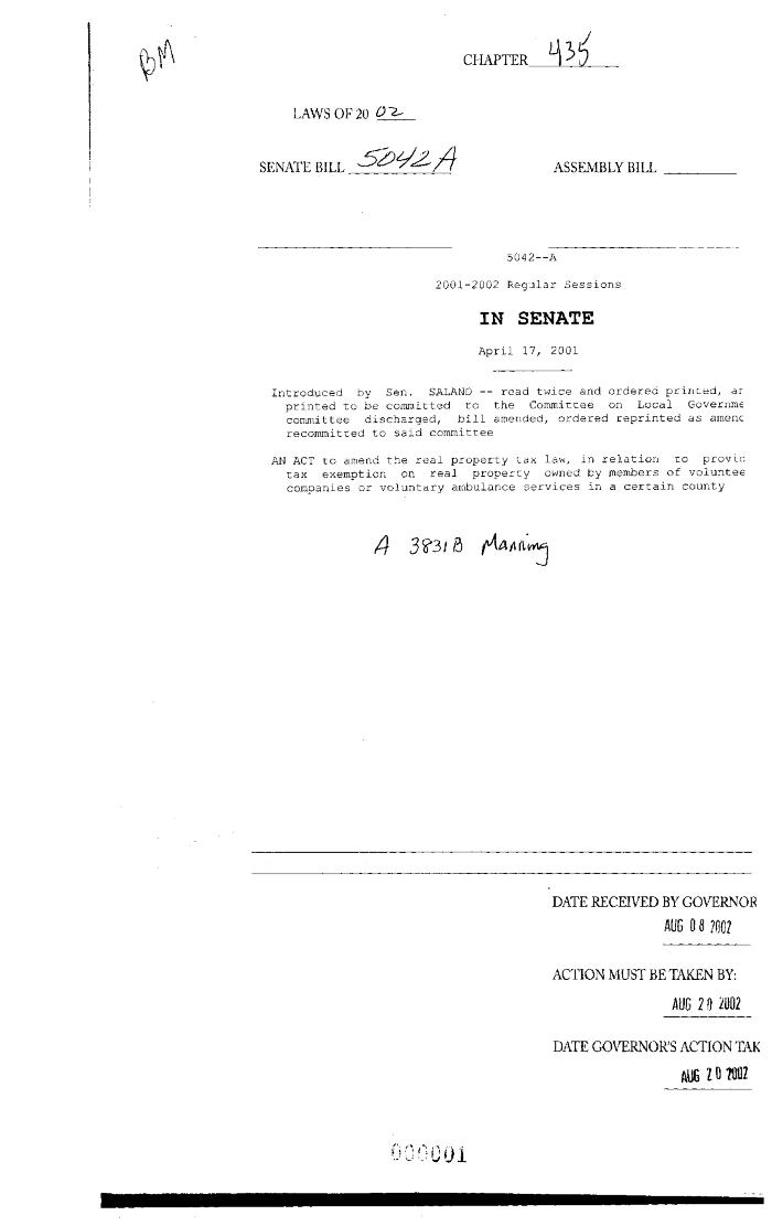 NYS Bill and Veto Jackets: 2002, Chapter 435
