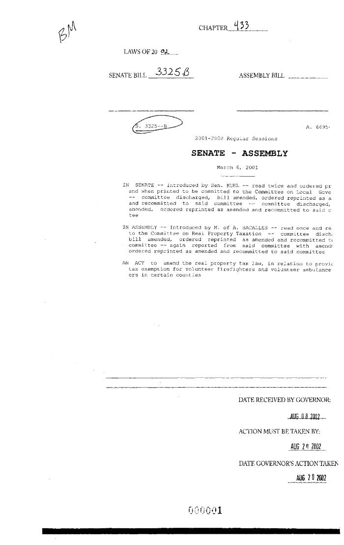 NYS Bill and Veto Jackets: 2002, Chapter 433