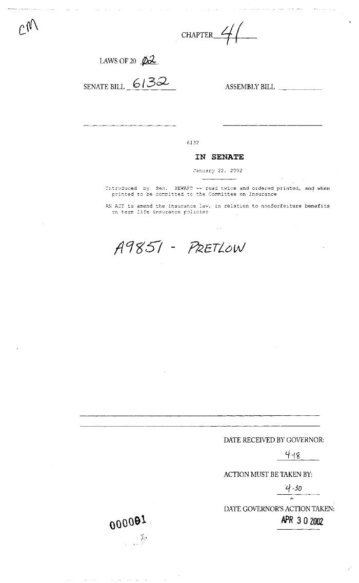 NYS Bill and Veto Jackets: 2002, Chapter 41