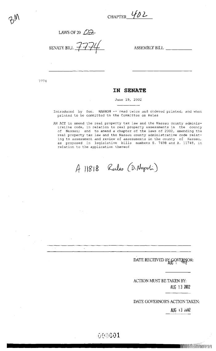 NYS Bill and Veto Jackets: 2002, Chapter 402
