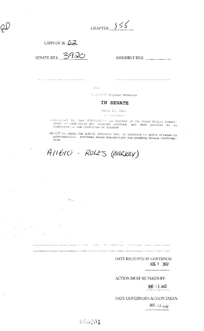 NYS Bill and Veto Jackets: 2002, Chapter 355