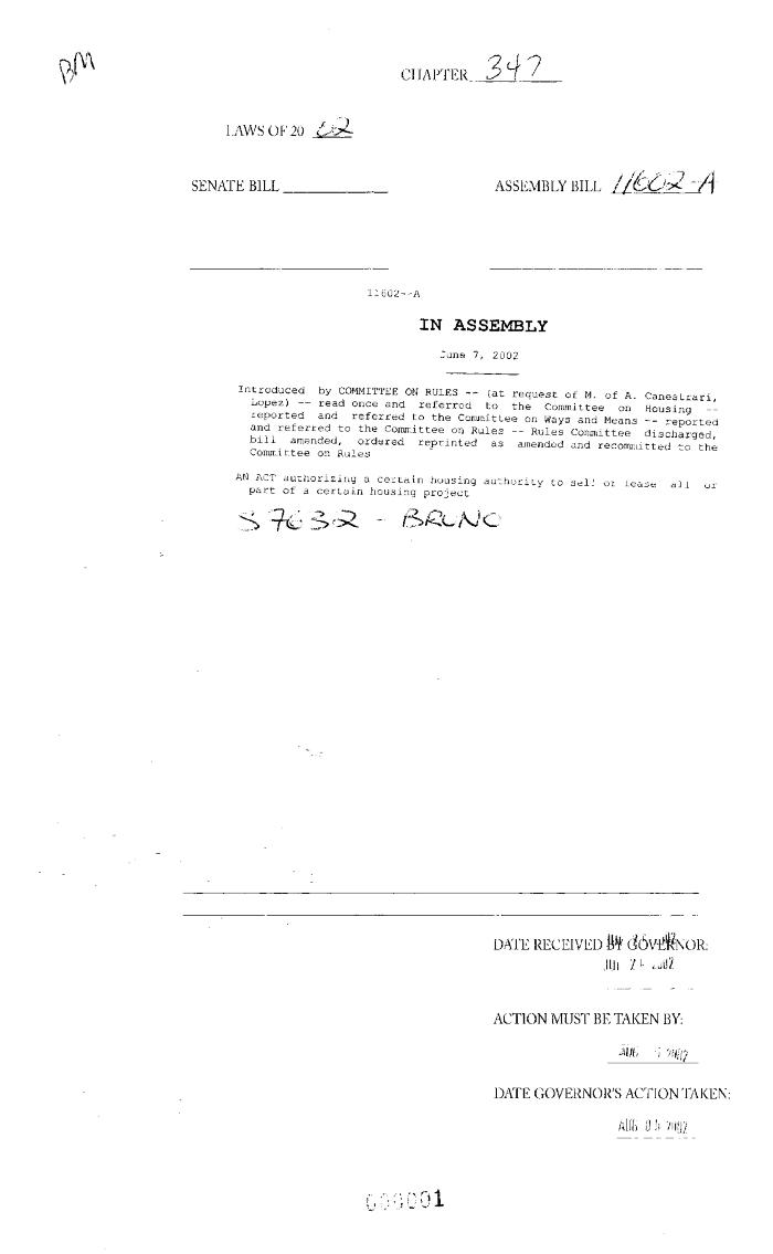 NYS Bill and Veto Jackets: 2002, Chapter 347