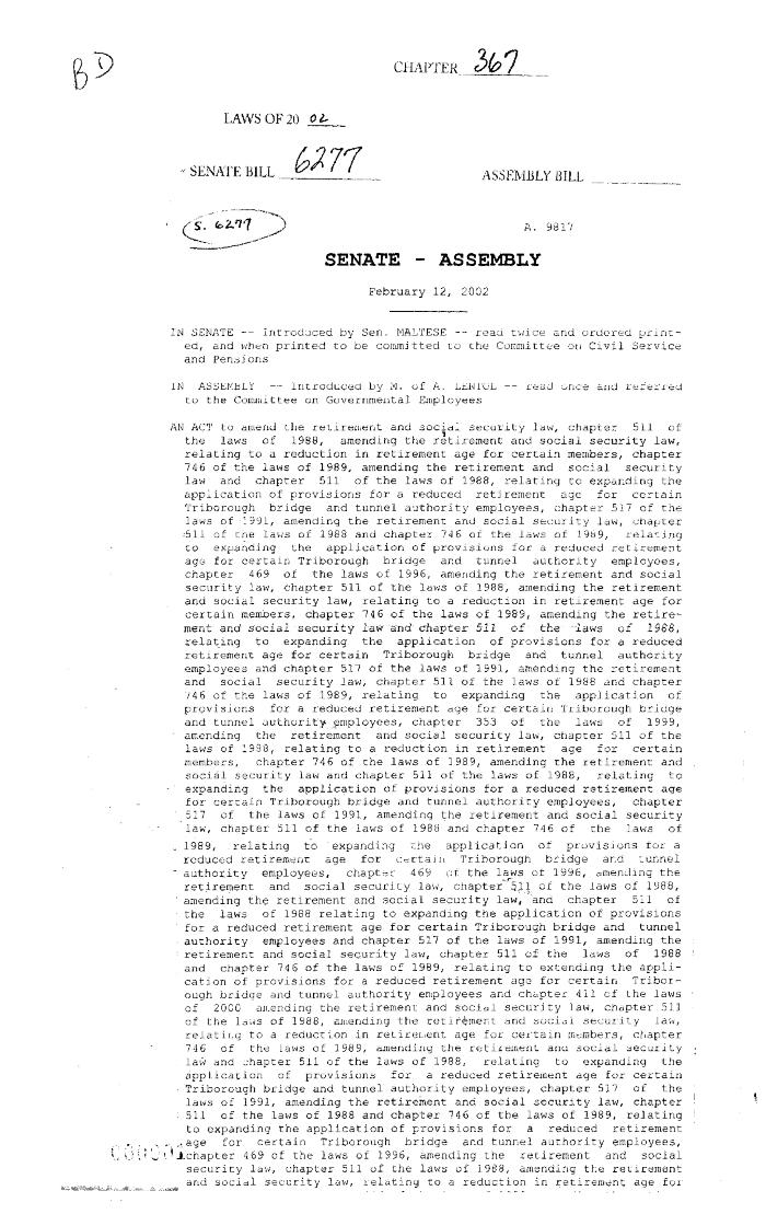NYS Bill and Veto Jackets: 2002, Chapter 367
