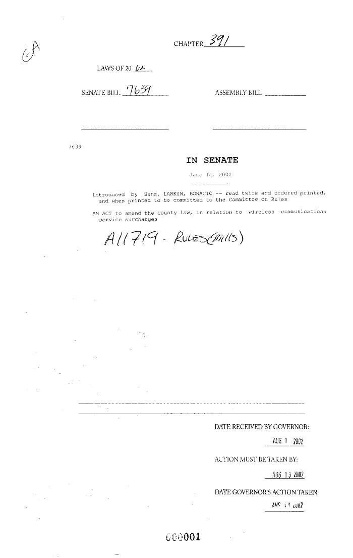 NYS Bill and Veto Jackets: 2002, Chapter 391