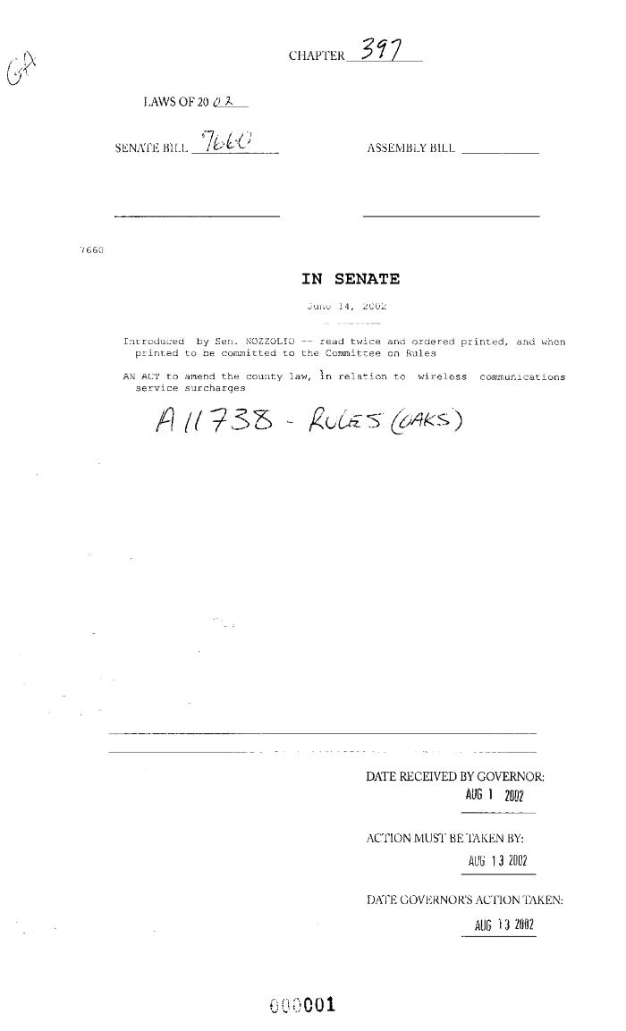 NYS Bill and Veto Jackets: 2002, Chapter 397