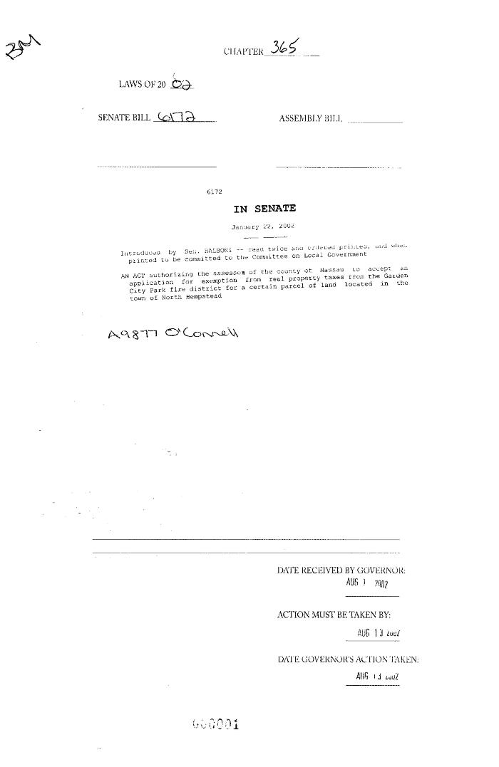 NYS Bill and Veto Jackets: 2002, Chapter 365