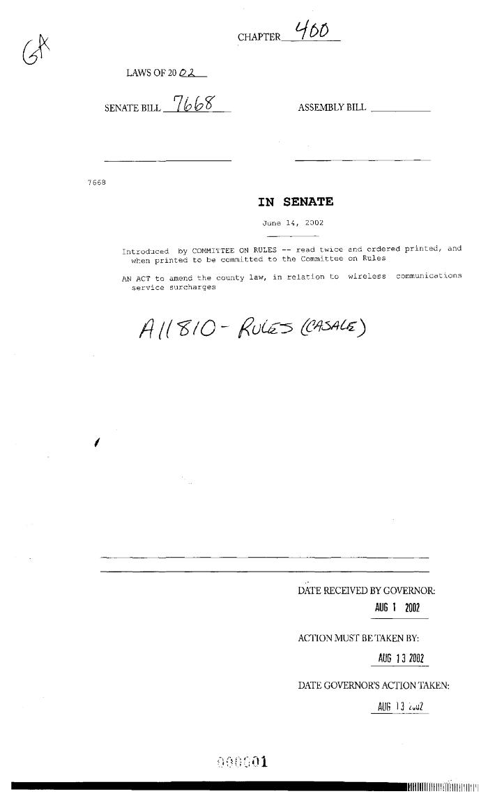 NYS Bill and Veto Jackets: 2002, Chapter 400
