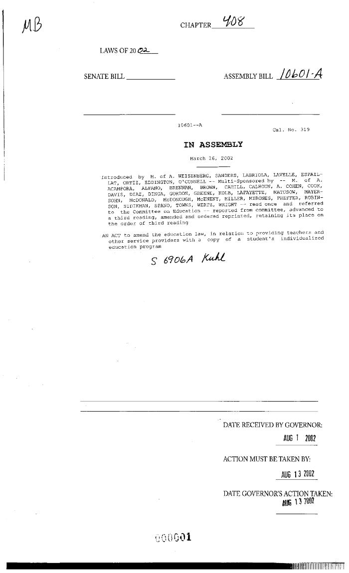 NYS Bill and Veto Jackets: 2002, Chapter 408
