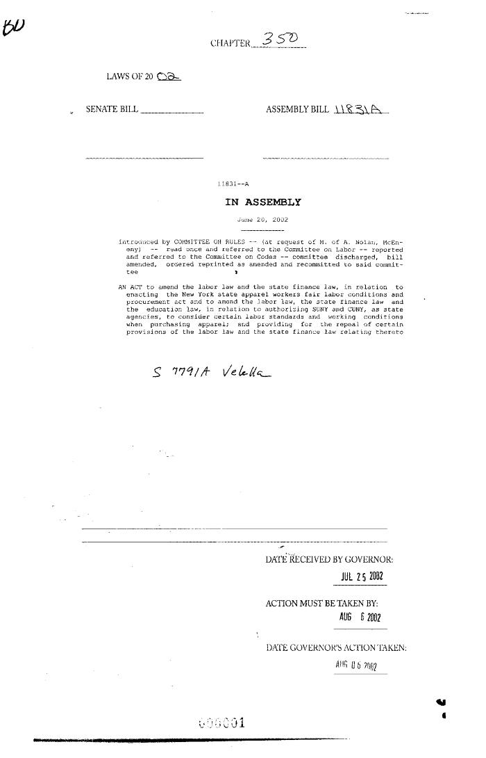 NYS Bill and Veto Jackets: 2002, Chapter 350