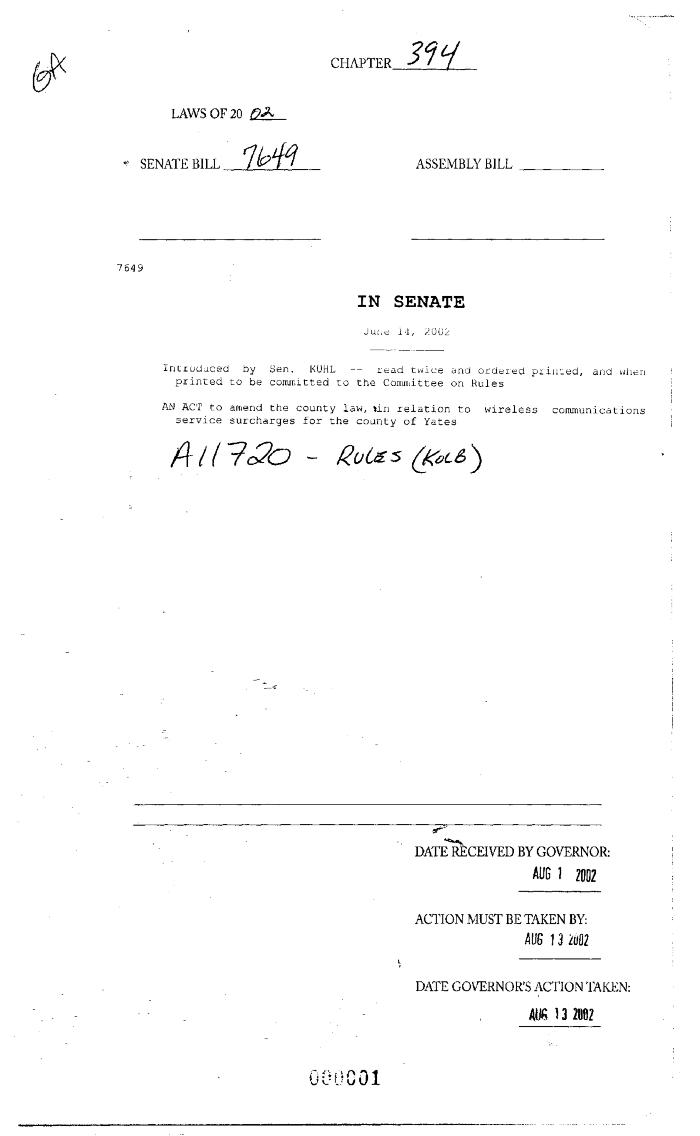 NYS Bill and Veto Jackets: 2002, Chapter 394