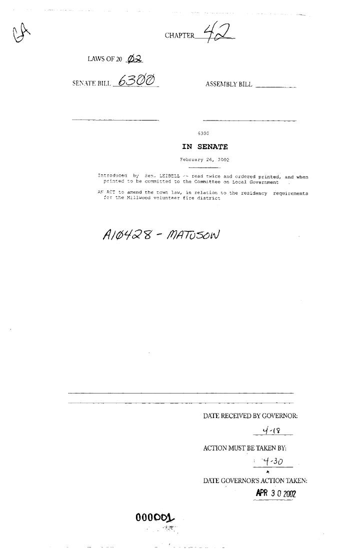 NYS Bill and Veto Jackets: 2002, Chapter 42