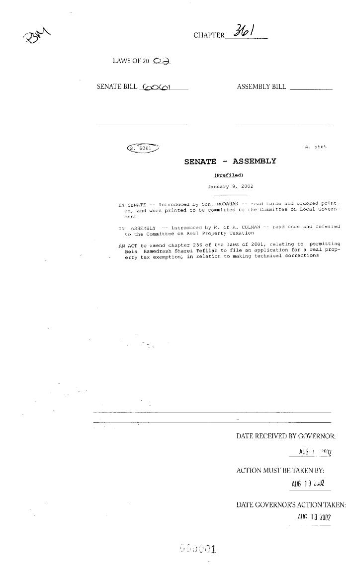 NYS Bill and Veto Jackets: 2002, Chapter 361
