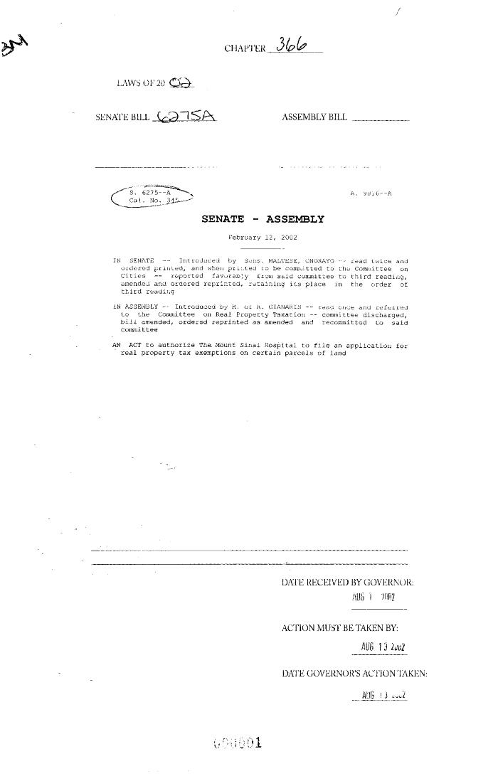 NYS Bill and Veto Jackets: 2002, Chapter 366