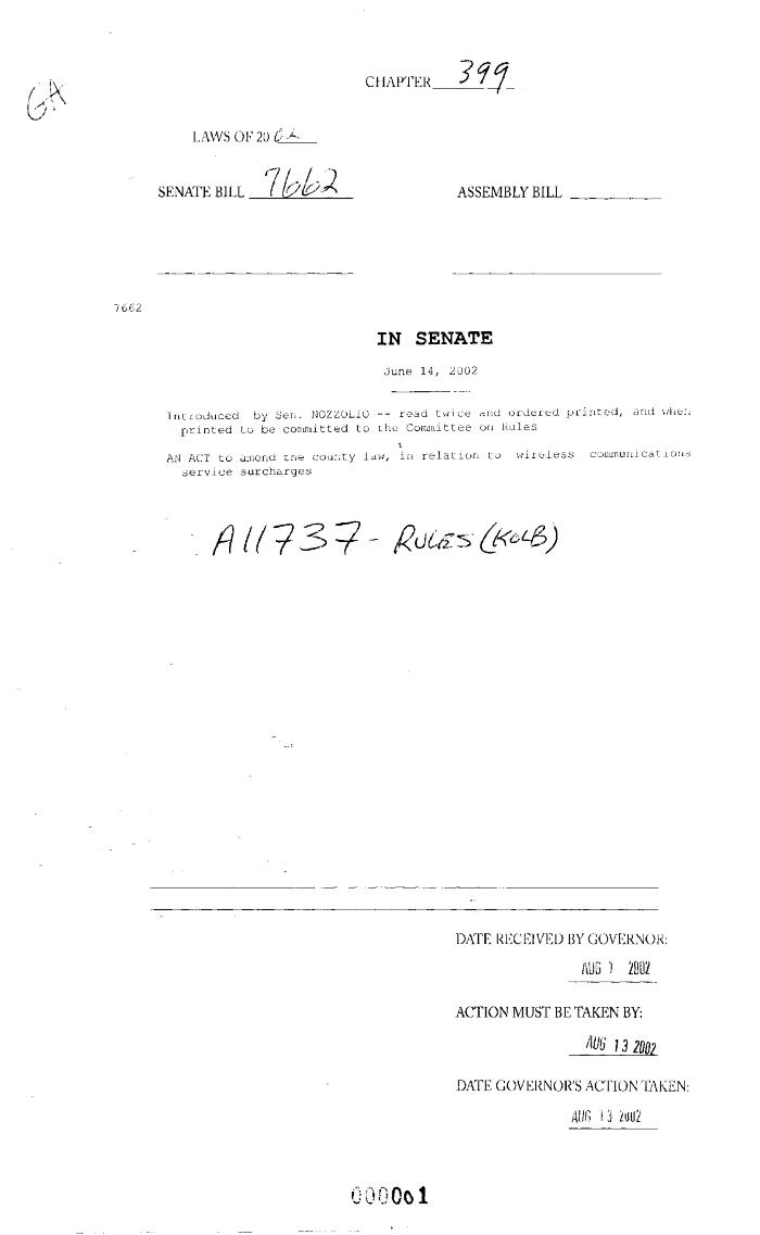 NYS Bill and Veto Jackets: 2002, Chapter 399