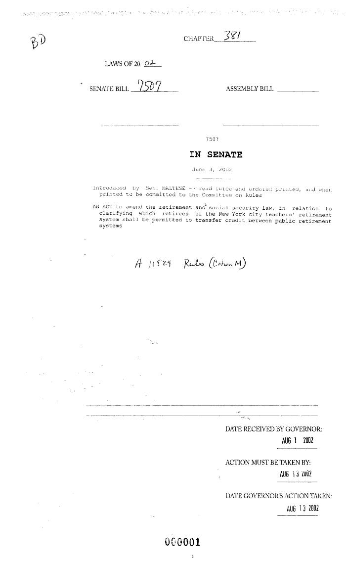 NYS Bill and Veto Jackets: 2002, Chapter 381