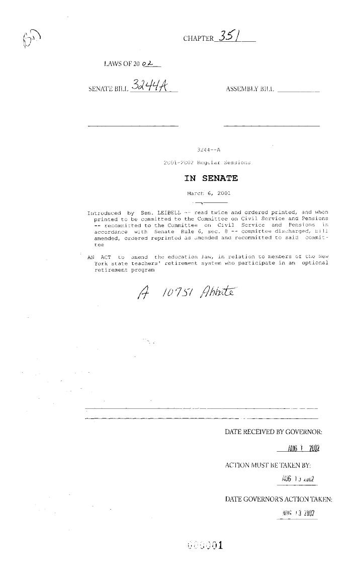 NYS Bill and Veto Jackets: 2002, Chapter 351