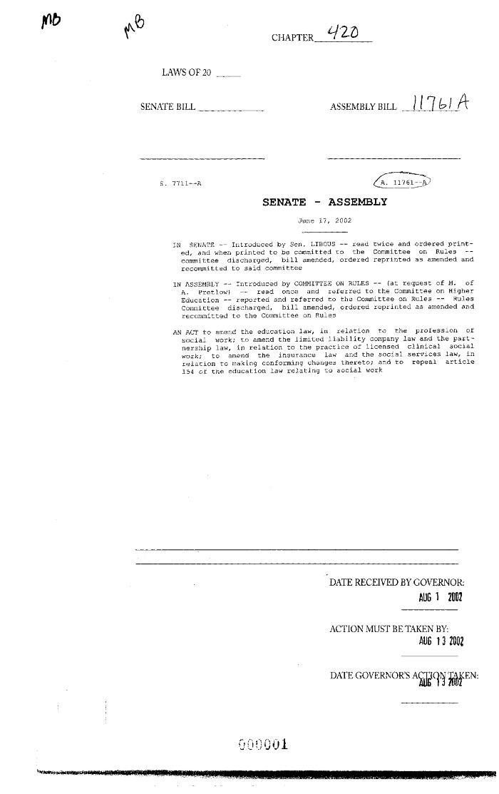 NYS Bill and Veto Jackets: 2002, Chapter 420