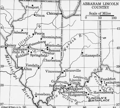 Abraham Lincoln. Area Maps where Lincoln was Associated