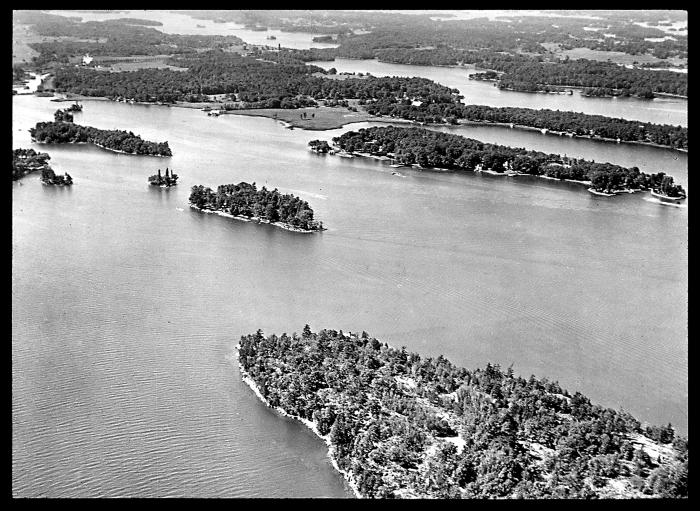 View South of West of Thousand Islands from Near Alexandria and Lake of the Isles, including Wells Island, Hill Island and Deer Island.