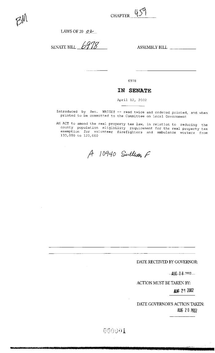 NYS Bill and Veto Jackets: 2002, Chapter 459