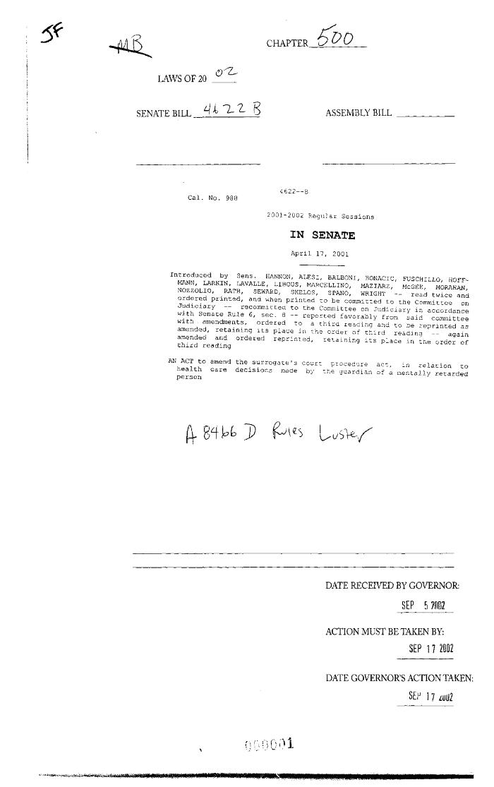 NYS Bill and Veto Jackets: 2002, Chapter 500