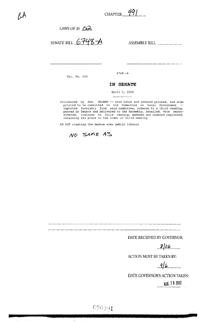NYS Bill and Veto Jackets: 2002, Chapter 491