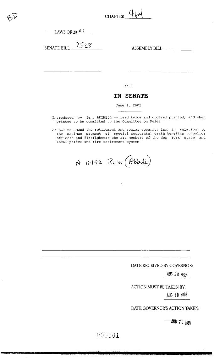 NYS Bill and Veto Jackets: 2002, Chapter 464