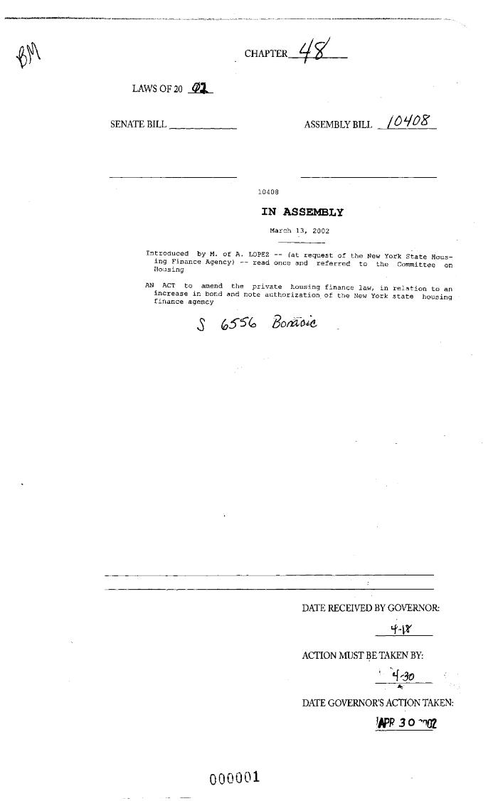 NYS Bill and Veto Jackets: 2002, Chapter 48