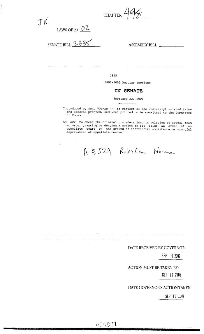 NYS Bill and Veto Jackets: 2002, Chapter 498