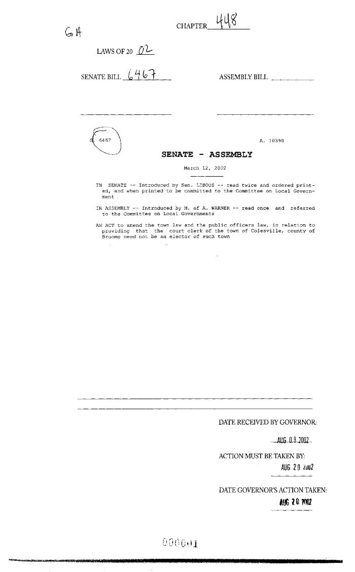 NYS Bill and Veto Jackets: 2002, Chapter 448