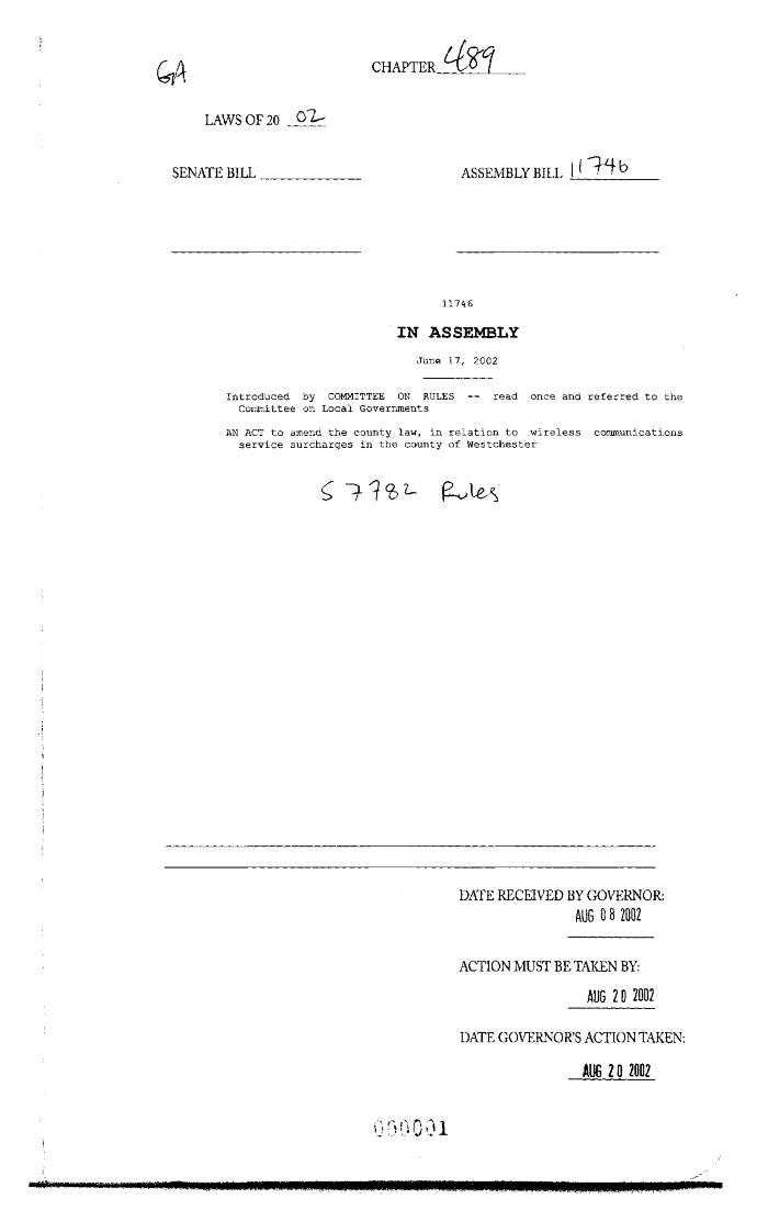 NYS Bill and Veto Jackets: 2002, Chapter 489