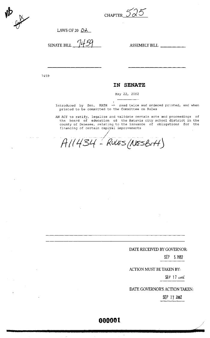 NYS Bill and Veto Jackets: 2002, Chapter 525
