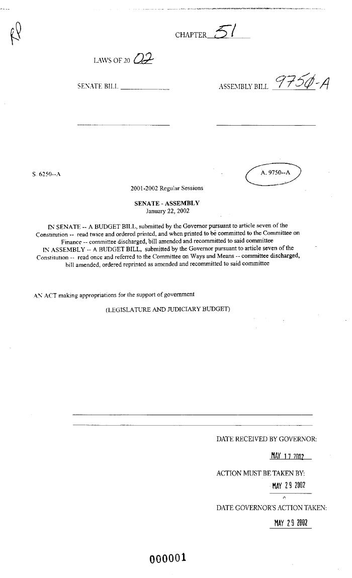 NYS Bill and Veto Jackets: 2002, Chapter 51