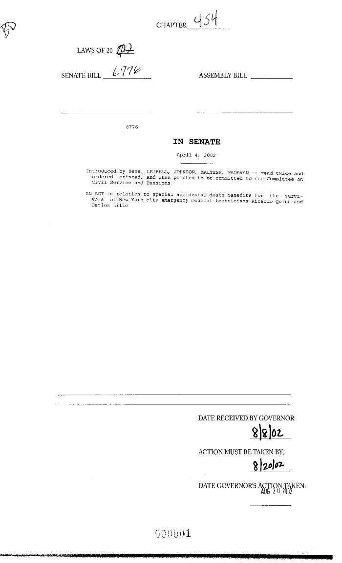 NYS Bill and Veto Jackets: 2002, Chapter 454