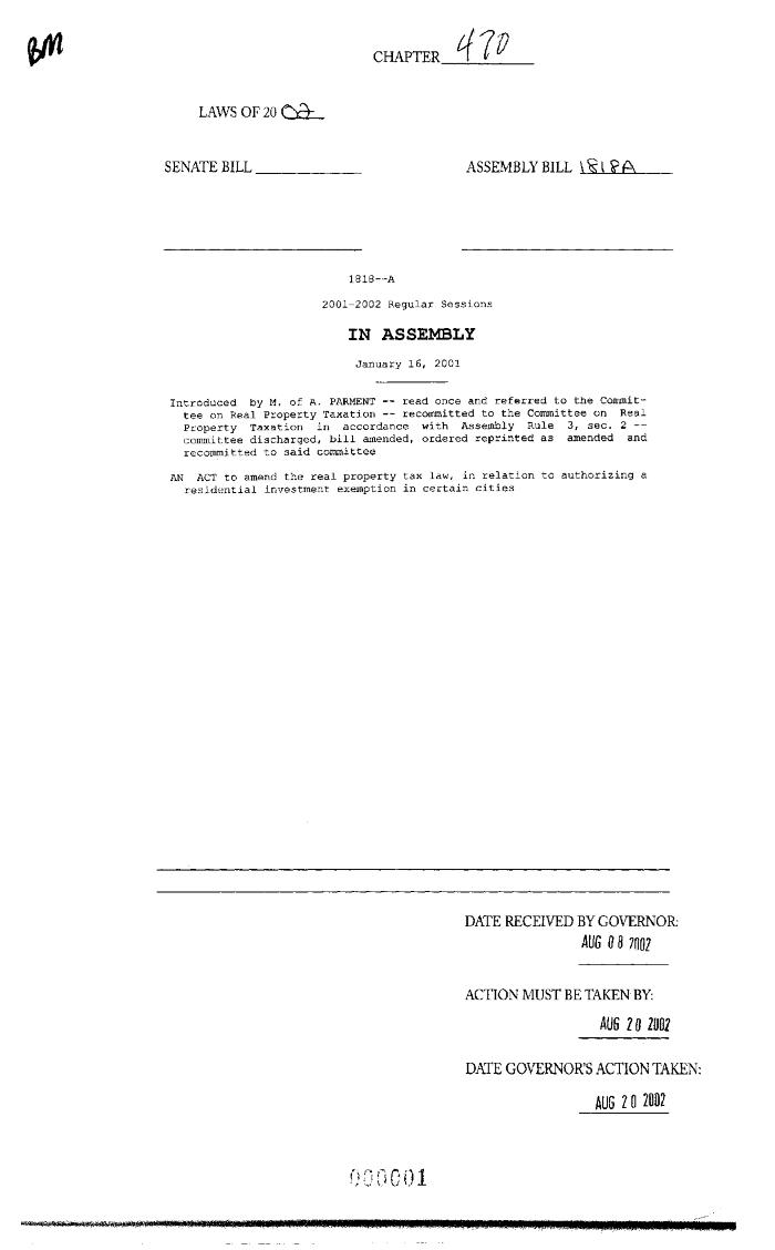 NYS Bill and Veto Jackets: 2002, Chapter 470