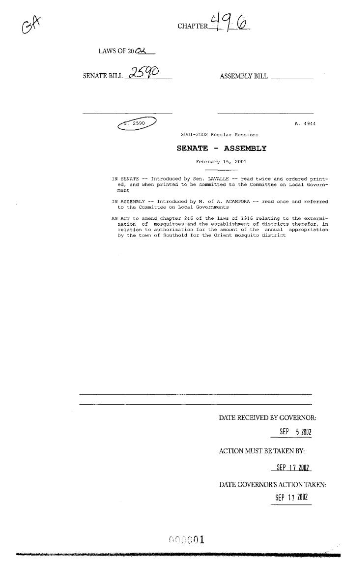NYS Bill and Veto Jackets: 2002, Chapter 496