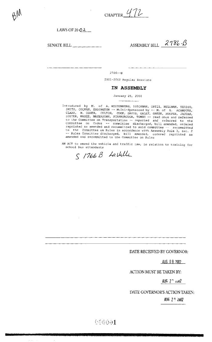 NYS Bill and Veto Jackets: 2002, Chapter 472
