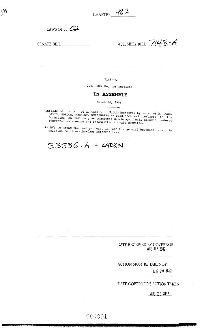 NYS Bill and Veto Jackets: 2002, Chapter 482
