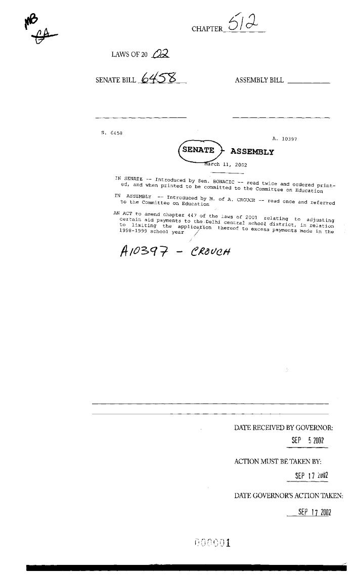 NYS Bill and Veto Jackets: 2002, Chapter 512
