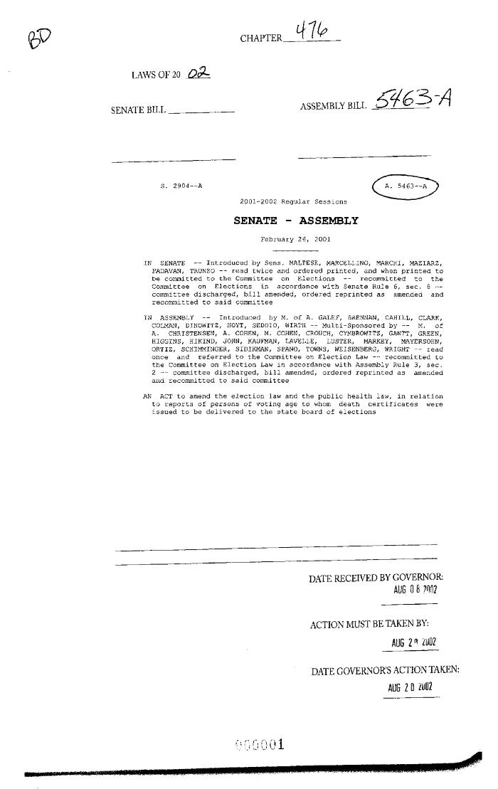 NYS Bill and Veto Jackets: 2002, Chapter 476